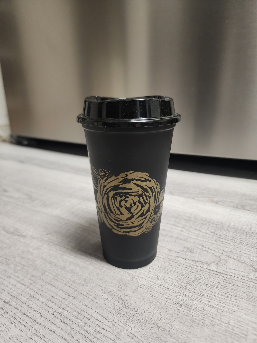 Starbucks 2021 Fall Black Gold Floral Reusable Cup